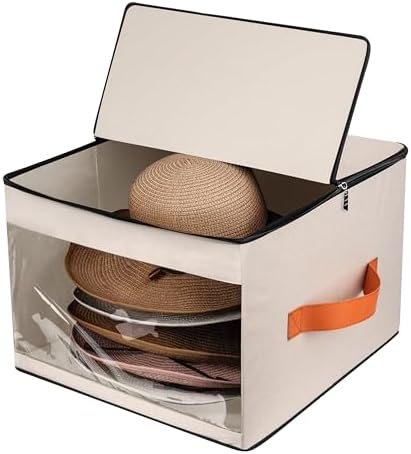 kushon Upgraded Hat Storage Box for Women & Men,Closet Hat Boxes Organizer Bag with Dustproof Lids,Cowboy Hat Box,Hat Carrier Case For Travel