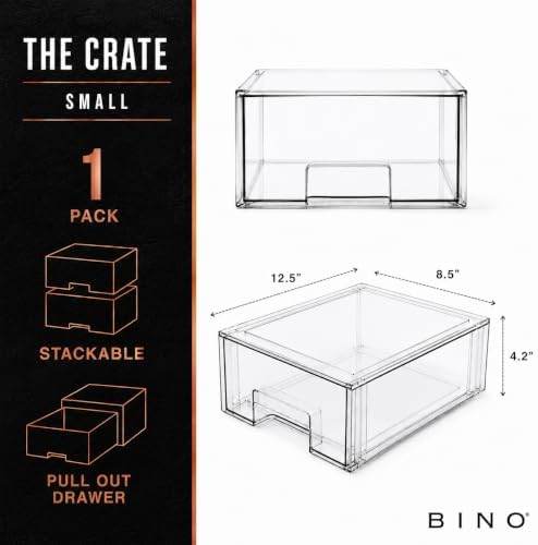 BINO | Stackable Storage Drawers, Small - Clear | THE CRATE COLLECTION | Storage Bins With Drawers | Bathroom Organizers | Under Sink Organizer | Vanity Cabinet Home Organization
