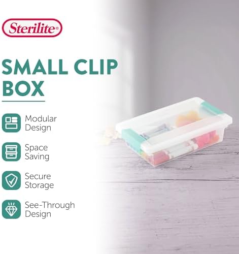 Sterilite Clip Box, Stackable Clear Plastic Bins- Small, 18-Pack