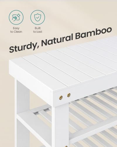 SONGMICS Bamboo Shoe Bench with Seat, 11.3 x 35.2 x 20.5 Inches