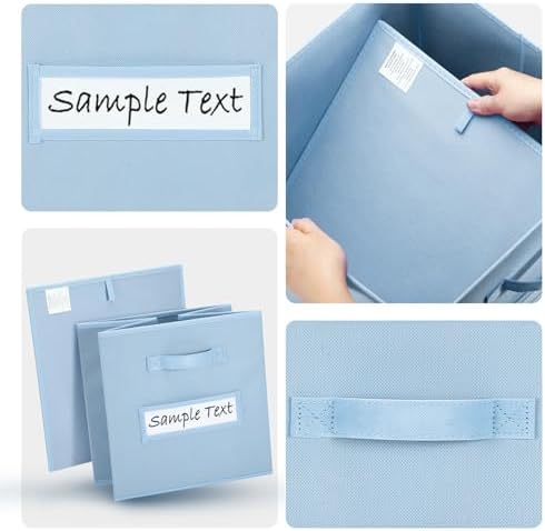 13x13x13 storage cube bins (Set of 10) Fabric storage cubes with 10 Labels Window Cards & a Pen, storage cubes 13x13, Collapsible 13 inch cube storage bins, Cubby Organizer Boxes, Pastel Blue