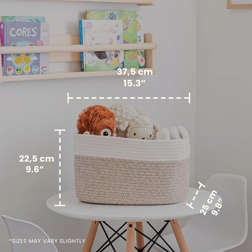 OrganiHaus Cotton Rope Basket for Shelf Storage, 15x9x10