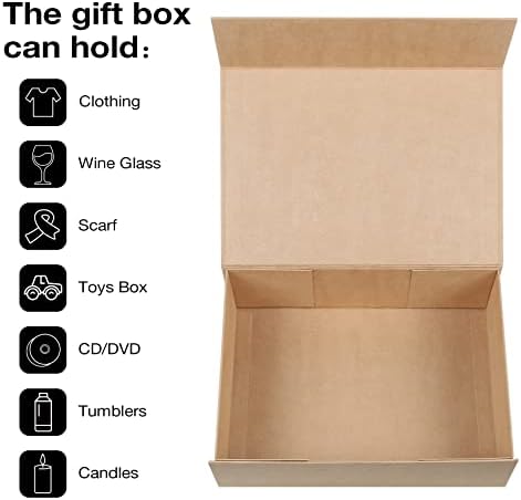 Aimyoo Brown Magnetic Gift Boxes with Lids 13.8x9x4.3 in, Large Bridesmaid Groomsman Proposal Box, Rectangle Collapsible Box for Present Graduation Birthday Storage 5 Pack