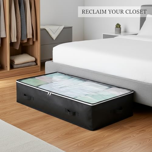 Under Bed Storage Bag with Handles, Durable Polyester Container for Bedding & Seasonal Clothes, 39.4 x 19.7 x 7.1 Inches