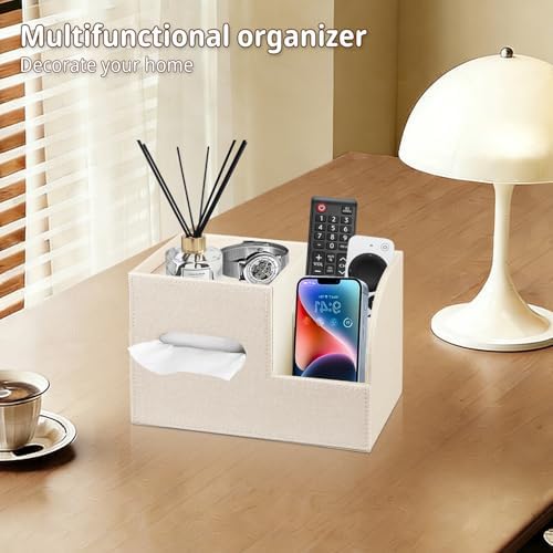 PU Leather Square Tissue Box Cover with Storage Tray,Cube Tissue Box Holder