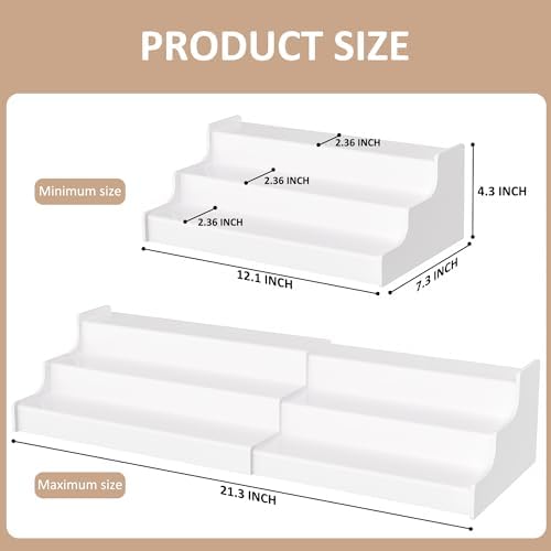Sezanrpt Expandable Spice Rack Cabinet Organizer 3 Tier, White Kitchen Counter Display Shelf, Seasoning Organizer for Cabinet, Moisture Resistant