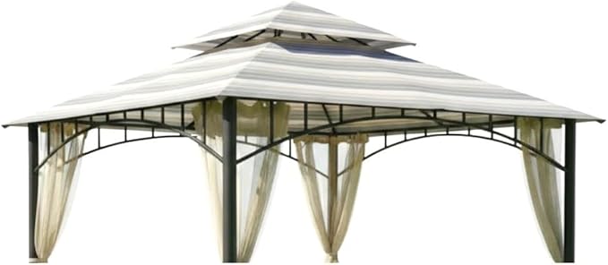 Garden Winds Durable Replacement Canopy Top Cover Compatible with The L-GZ136PST Madaga 10' x 10' Gazebo - Classic Sandstone Gray, 350