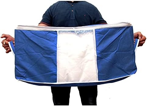 Kuber Industries Underbed Clothes Blankets Storage Bag With Tranasparent Window- Pack of 2 (Navy Blue)-HS_38_KUBMART21708