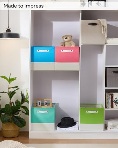 Cube Storage Bins | 10.5"x10.5"x11", Macaron & White, 6 Pack