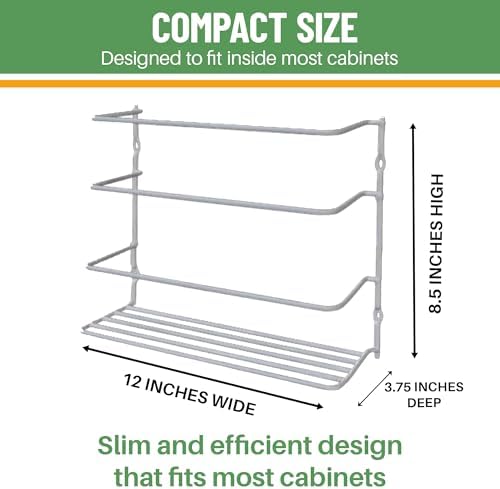 Evelots Kitchen Wrap & Food Bag Organizer Wall/Cabinet Mount, 4-Pack, White | Four baskets mount inside a cabinet or on a wall to keep foil, plastic wrap and food bags organized, saving counter space.
