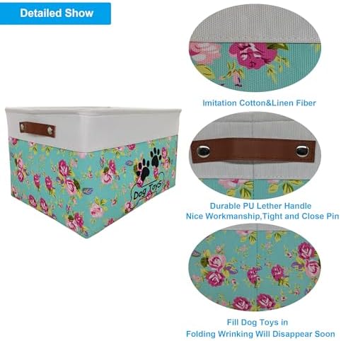 Collapsible Dog Toy Basket Foldable Dog Toy Box Bin for Pet Chew Toys Accessory