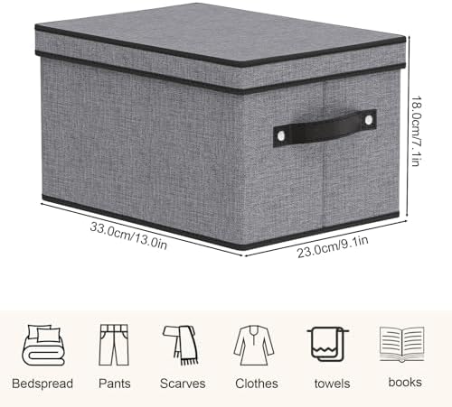 Storage Box with Handles,7.1x9.1x13 In,Gray Bin,3-Pack