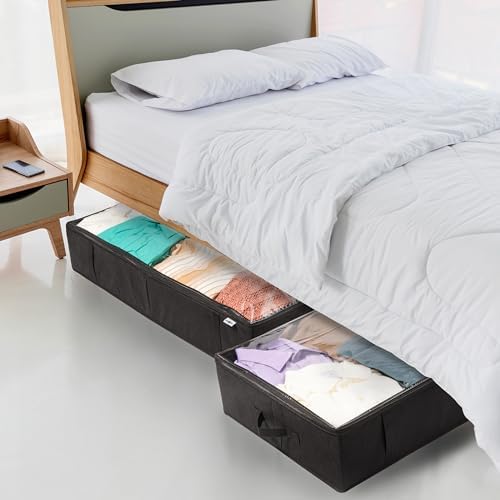 StorageExpert Under Bed Storage Containers, Closet Organizer, Black, 4 Pack