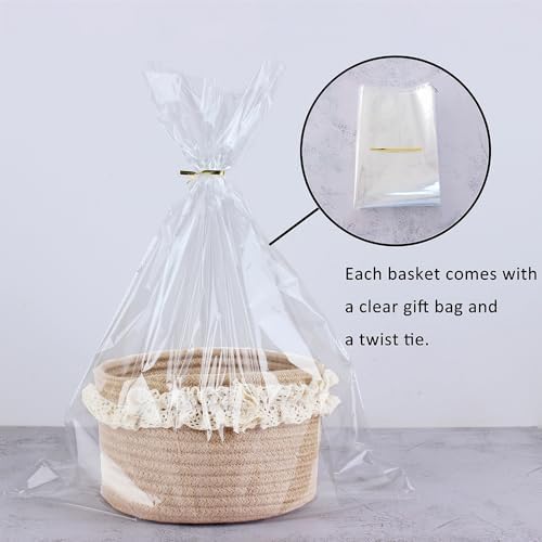 Basket for Gifts, Small Cute Decorative Jute Baskets for Baby