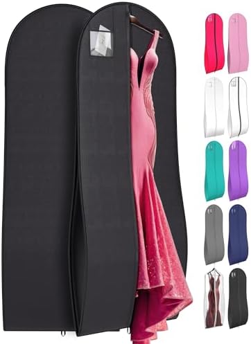 72" Tapered Long Dress Bags for Gowns - Wedding Dress Garment Bag for Dresses - Long Garment Bags for Hanging Clothes & Closet Storage, Dress Bag for Airplane
