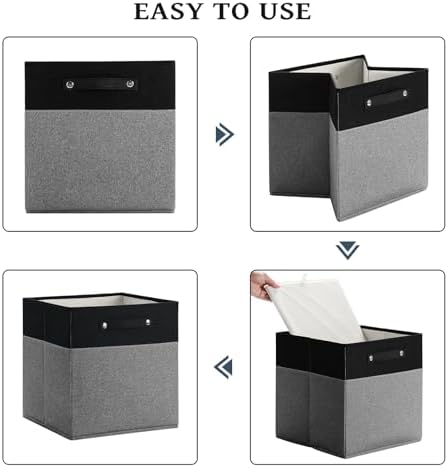 FinishingBo 13x13x13 Storage Cube Bins 4 Pack, Cube Shelf Baskets