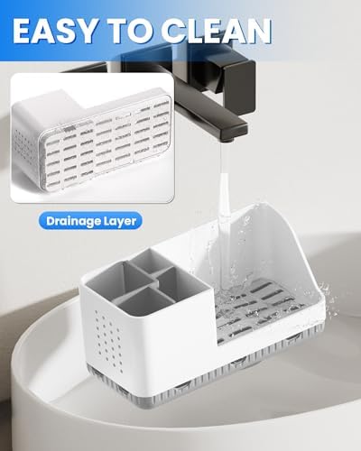 Toothbrush Holder Bathroom Counter Organizer & Storage Detachable | Anti-Slip with Drain Holes, Kids Electric Toothbrush and Toothpaste Holders for Vanity Sink Bathroom Decor Accessories