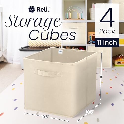 Reli. 11 Inch Cube Storage Bins (4 Pack) | Cube Organizer Bins