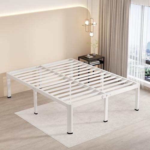MAF 14 Inch King Metal Platform Bed Frame White with Round Corner Legs