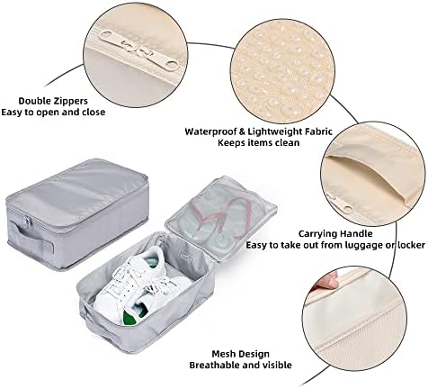 Travel Shoe Bags, Foldable Waterproof Shoe Pouches Organizer-Double Layer (6 Grey Shoe Bags)