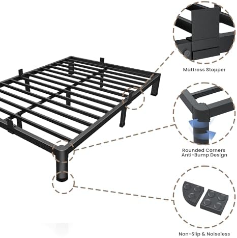 ROIL 4 Inch Twin Bed Frame Low Profile with Rounded Corner Mattress Baffle
