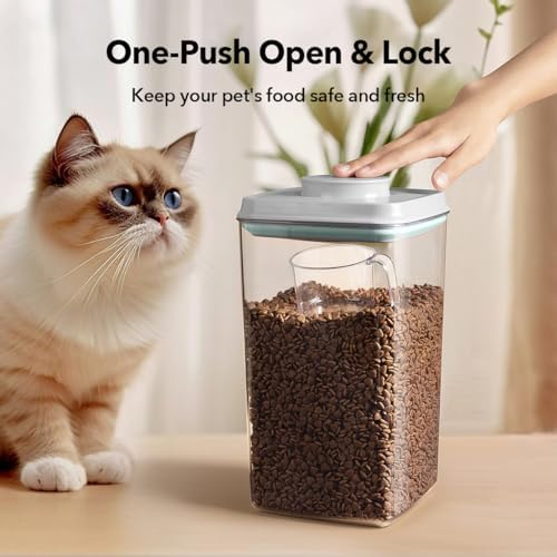Ankou Dog Food Storage Containers Set, 4.2 QT with 130 ml Scoop & 2.8 QT, Airtight BPA-Free | Stackable Pop Lid Plastic Containers for Kibble & Pet Treats