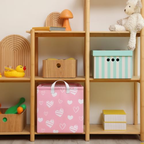 Kids Basket with Handles, Storage Toy Box for Girls, Heart