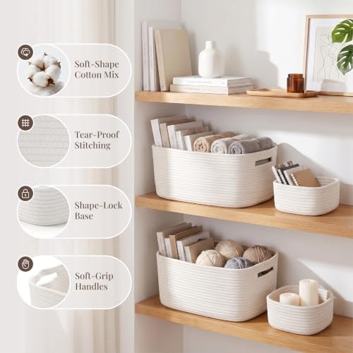 5 Pack Storage Baskets for Shelves, 17"x13"x7.5" & 7"x7"x3.5"