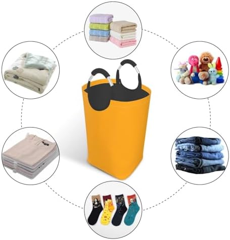 Large Laundry Hamper Bag, Orange Trend Color Collapsible Laundry Basket Dirty Clothes Organizer Washing Bin for Family Essentials Storage