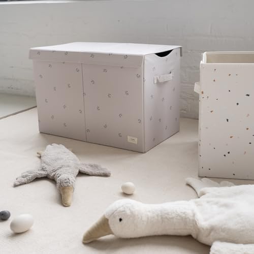 3 Sprouts Recycled Fabric Toy Chest, Extra Large, With Lid, Blueberry Taupe