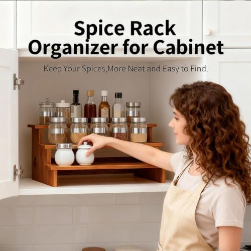 JinDoWin 2 Pack Spice Rack Organizer for Cabinets,Countertop & Pantries