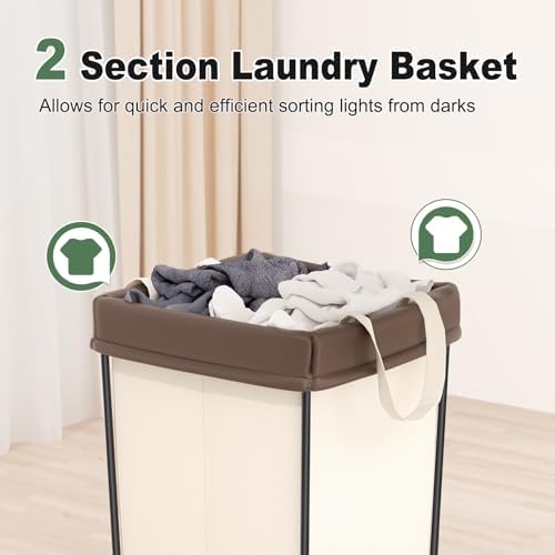 2PK Rolling Laundry Basket with Wheels, Rolling Laundry Hamper with Wheels