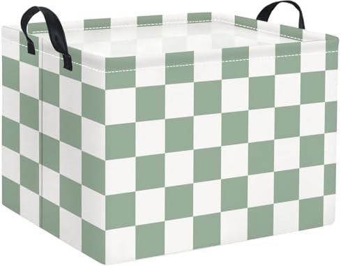 Rectangular Kids Basket Baby Girl Basket Fabric Storage Bin Organizer Box Room Decor(Green Checkered)