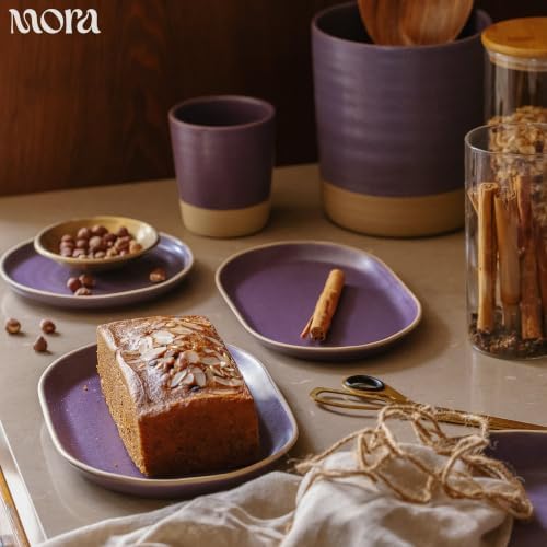 Mora Ceramic Decorative Tray - 9.4in Dish for Jewelry, Perfume, Makeup, Accessories, Candle, in the Bathroom Vanity, Bedside, or Kitchen Counter. Cute Organizers - Nebula