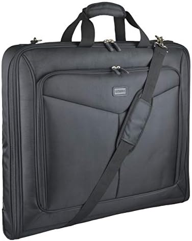 Foldable Carry On Garment Bag Fit 3 Suits, 44-inch Suit Bag for Travel and Business Trips with Shoulder Strap