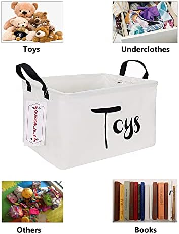 QUEENLALA Rectangular Collapsible Laundry Basket with Side Handles, Toys