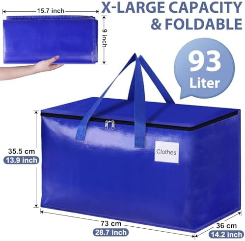 StorageRight Moving Bags, Moving Boxes, 93L 8-Pack Sotrage Bags, 4 Colors