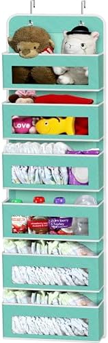 Simple Houseware 6 Clear Pocket Over Door Hanging Organizer, Turquoise