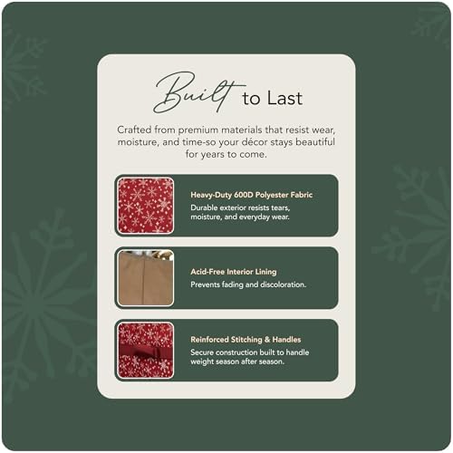 Covermates Keepsakes Underbed Storage Bag - Carrying Handles, Mesh Interior Pocket - Holiday Storage, Red Snowflake