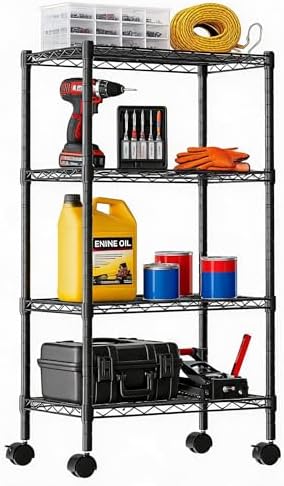 DUMOS 4-Tier Metal Storage Shelves, Wire Shelving, 23.2" W