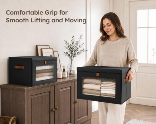 Homsorout Storage Bins with Lids - Closet Organizer with Front Opening