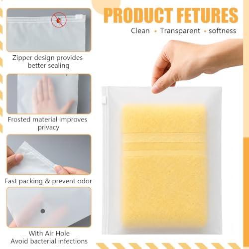 100 Pcs 8 x 10 Inch Frosted Zipper Bags for Clothes Bathing Suit