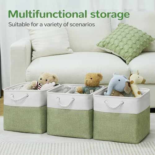 12x12 Inch Foldable Fabric Cube Storage Bins with Handles 4 Pack