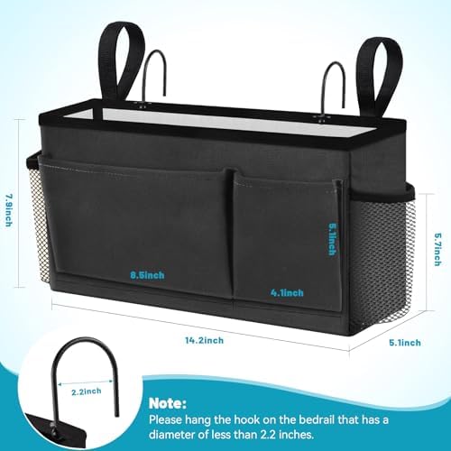 BlissTotes Bedside Caddy, Dorm Storage with Pockets, Bunk Bed Accessories