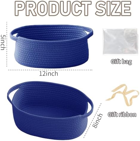 JMvicyroam Small Woven Basket, Empty Gift Basket, Navy Blue/1 Pack