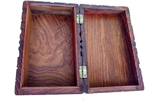 Wooden Jewelry Box for Girls | Women - Organizer Storage Display Case Birthday Gifts for Mom - 8x5 Inches (Design9)