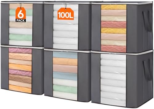 Lifewit 6 Pack 100L Large Clothes Storage, Blanket Storage Bags