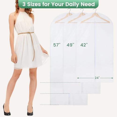 Carbrea 2 Pack Translucent Garment Bags for Hanging Clohes - 24" x 49"