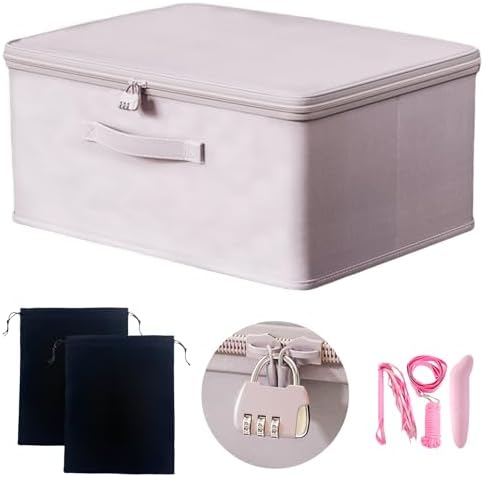 Locking Adult Game Toy Storage Organizer Lock Box Toy Storage Bins Women and Men Game Toys Storage Bags with 2 Drawstring Bags, Large capacity 15 x 10 x 6.3 Inches