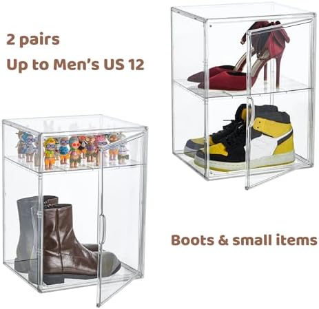 Attelite XXX-Large Acrylic Display Case Boot Shoe Storage Boxes 2 Pack